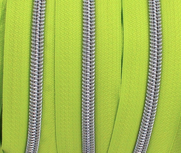 Endlosreißverschluss metallisiert frühlingsgrün/ silber (1m)